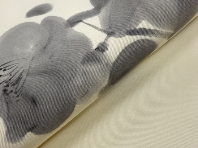  作家物　塩瀬手描き花葉模様名古屋帯